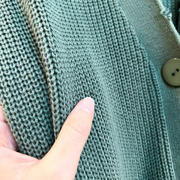 SER.O.YA Amanda Green Knit V Neck Tie Waist Button Down Sweater Maxi Dress L - Picture 7 of 13